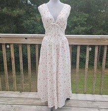 Pink Roses Corset Cottagecore Coquette Milkmaid Prairie Romantic Maxi Dress M