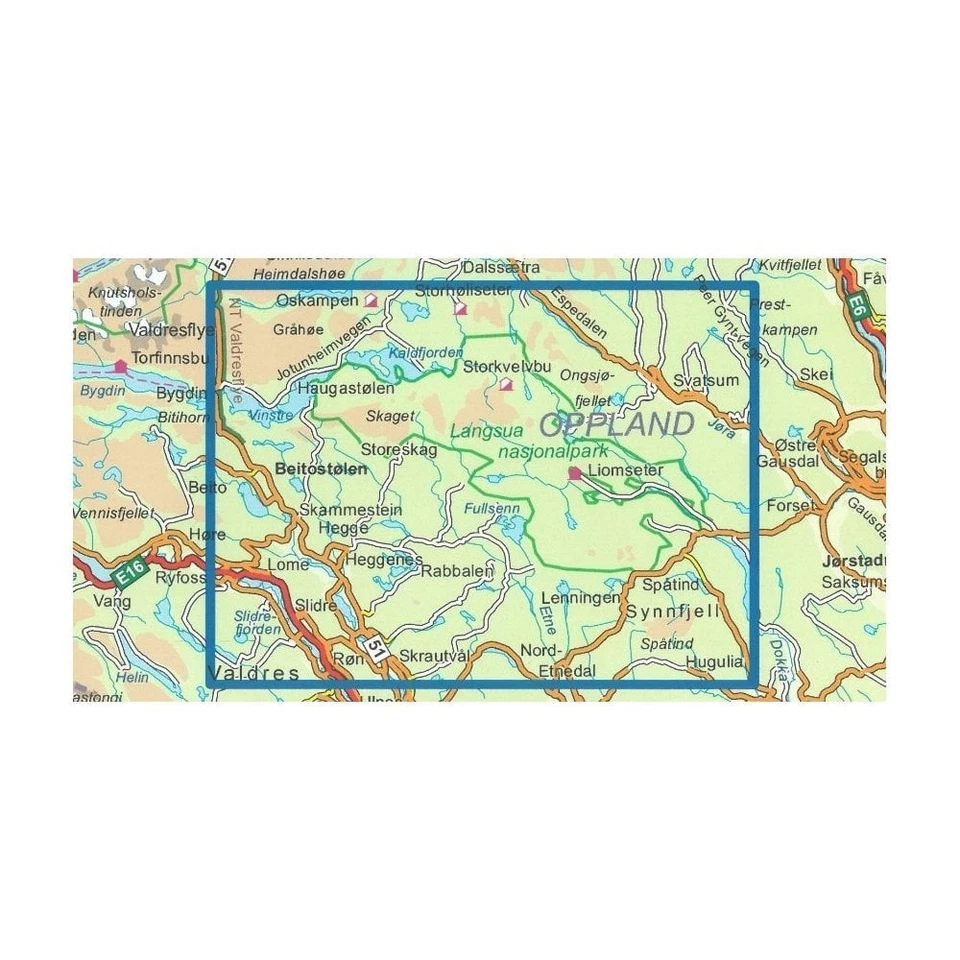 Norway Langsua National Park map 3002 1:50,000 walking hiking ski trails accom. - Image 3 of 4