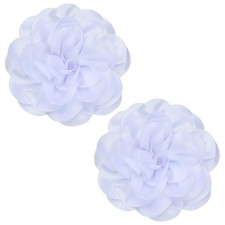 2 Pcs Satin Fabric Rose Flower Brooches White Polyester Large Rose Flower Pin...