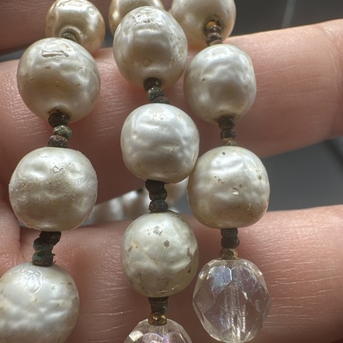 Vintage Miriam Haskell Pearl & Rhinestone Seeded Pearls Flower 3 Strand Bracelet - Picture 11 of 12