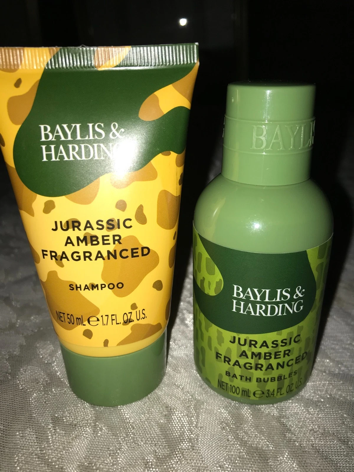 NOS Rare BAYLIS & HARDING Shampoo BATH Bubbles JURASSIC AMBER Fragranced 1.7 3.4