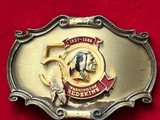 Vintage WASHINGTON REDSKINS 50 years, Commemorative Belt Buckle 1937-1986.