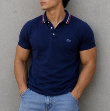 Vintage Lacoste Polo Shirt Made In France Single Stitch Navy Blue Men Large
