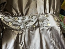 FOREVER 21 GRAY SILKY SATIN&STONES DESIGN-WORK HOLIDAY PARTY BABYDOLL DRESS NWT