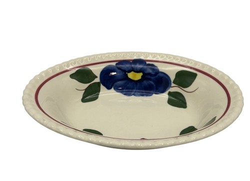 Blue Ridge Pottery Oval Platter Pompom 9.25 x 7 Floral Appalachian Floral Vtg - Picture 2 of 4