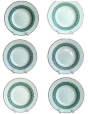 6 RARE CHRISTOFLE PARIS LE TORSADE BLEU BLEUE LARGE RIM SOUP BOWL