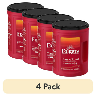 4 Pack Folgers Classic Roast Ground Coffee, Medium Roast, 40.3 Oz. Canister