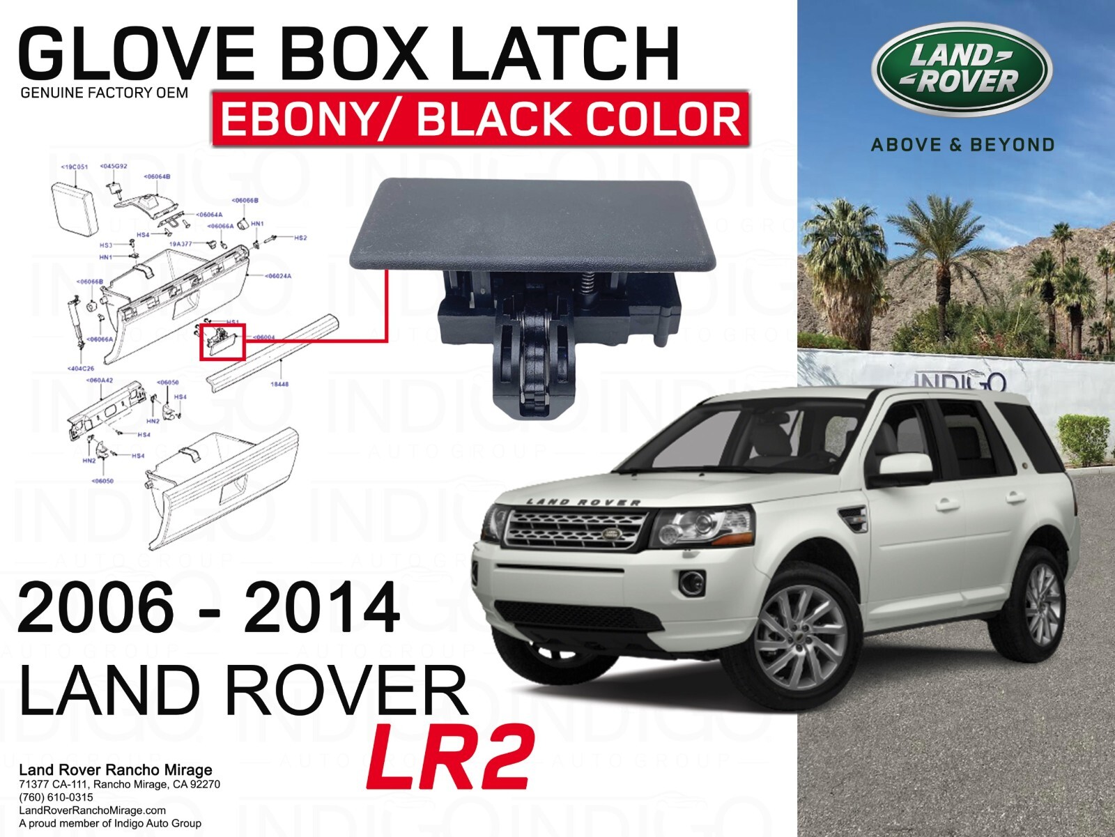 LAND ROVER GLOVE BOX LATCH FREELANDER 2 LR2 EBONY BLACK LR007072 OEM | eBay