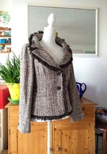 Beautiful Tweed Jacket. 98% Wool. New With Fringe. Fenn Wright Manson. Uk 12