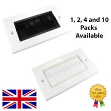 Double Gang White or Black Brush Plate Faceplate Wall Plate | Fixing Kit 86x14mm