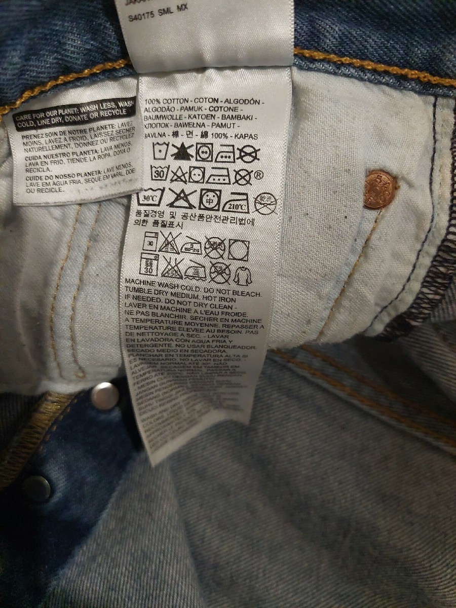 LEVI'S 501 JEANS BUTTON FLY STRAIGHT LEG BLUE DENIM 39 X 30 Tall