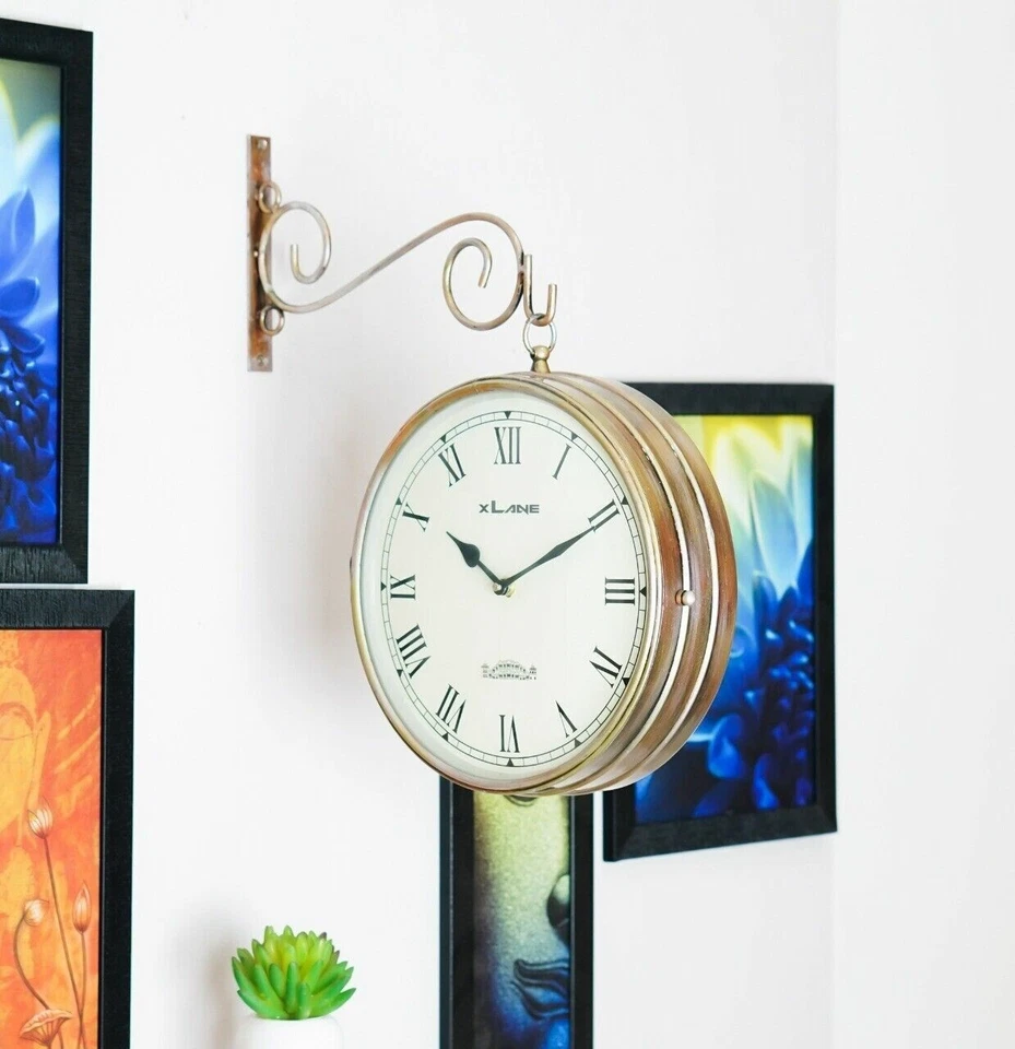 Reloj Ferroviario Victoria Vintage Doble Lado 12" Reloj Decoración Hogar Regalo Foto 3 de 4