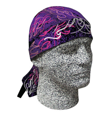 Purple Pinstripe Flame Doo Rag Headwrap Skull Cap Biker Durag Sweatband Capsmith