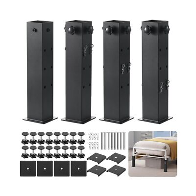 Heavy-Duty Bed Risers with 0.16'' Reinforced Base-17.42 LB, Thicker Steel Bed ...