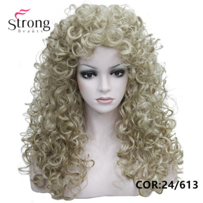 Long Curly Blonde Brown Black Wigs Synthetic Hair Cosplay Wigs For Women
