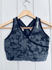 Gymshark Adapt Camo Seamless Sports Bra M Medium Nylon Gray/Black Back Cross