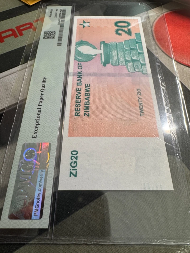 Zimbabwe Currency, 20 Zig GOLD Backed Banknote, SUPERB GEM UNC, QR Code, EPQ 68 - Image 2 of 4