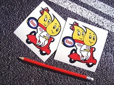 ESSO Flame People Couple On Scooter classic style Stickers  Retro Vintage f1