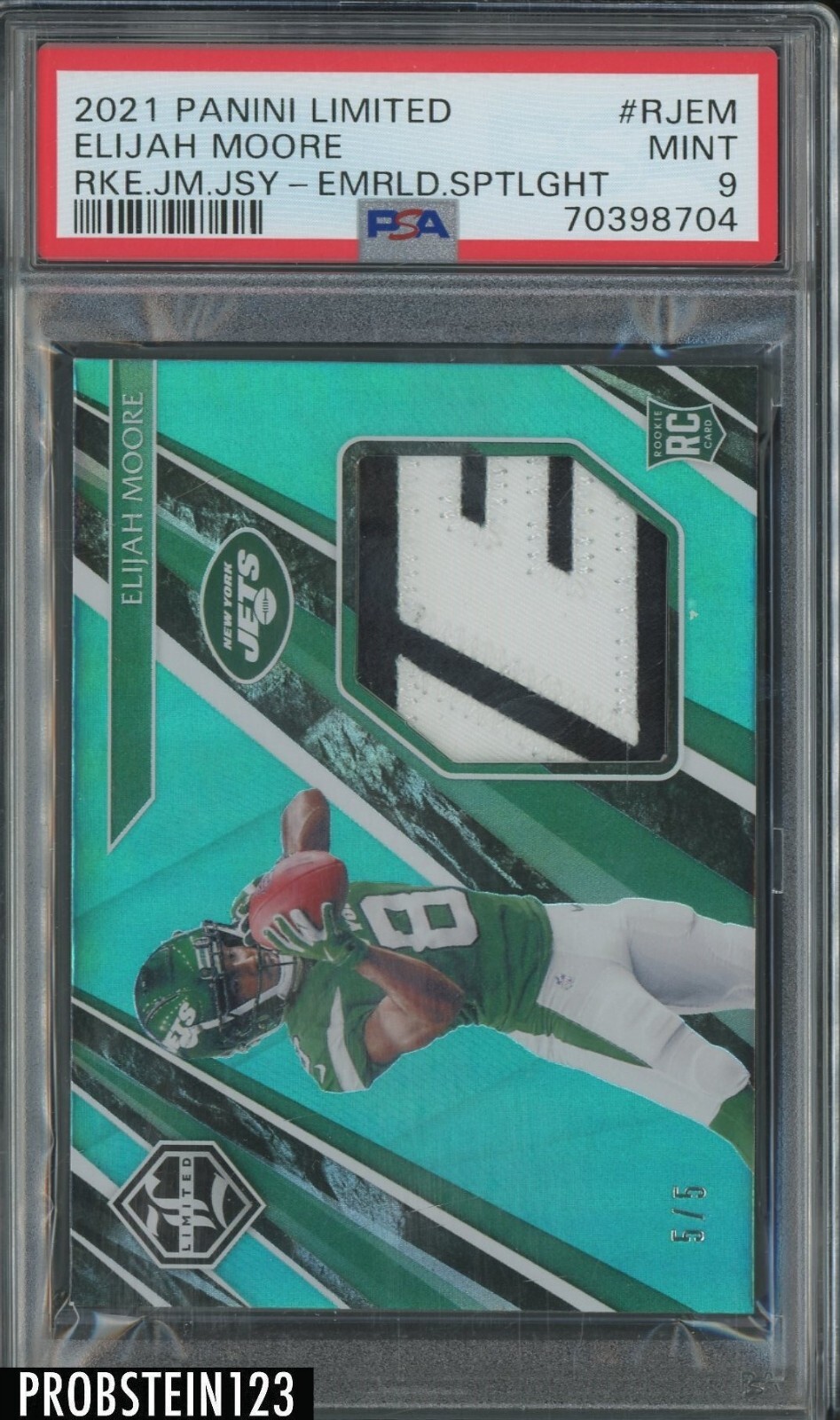 Elijah Moore Panini Limited Rookie Jumbo Jerseys #RJEM Emerald Spotlight