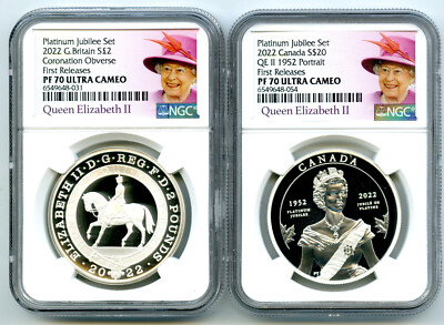 2022 GREAT BRITAIN/CANADA SILVER PROOF NGC PF70 QEII PLATINUM