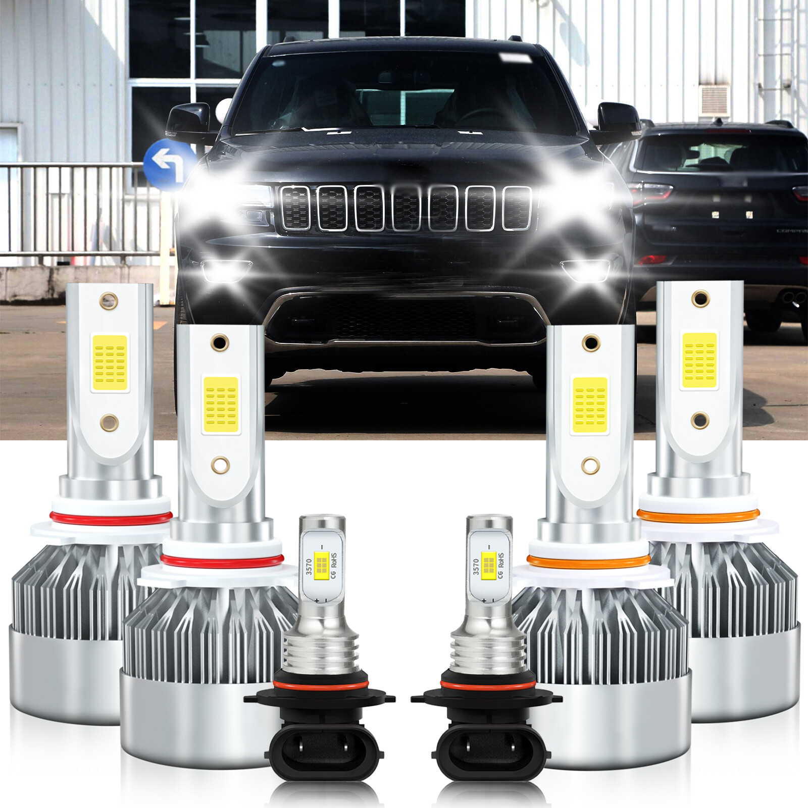 Upgraded LED Headlight & Fog Light Kit for 1999-2010 Jeep Grand Cherokee