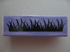 NEW WOOD MOUNTED RUBBER STAMP BLADES of GRASS Easter