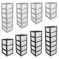 3/4/5/6 Large Drawer Plastic Tower Trolley for School Office Home Desk Storage