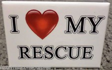 I Love My Rescue 2" x 3" Refrigerator Locker MAGNET Dog Cat Breed Canine Heart
