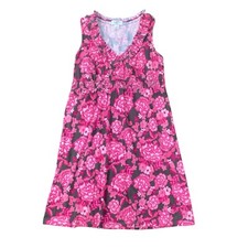 Loft Ann Taylor Dress Size MP Floral Sleeveless Petite V Neck Pink Stretchy