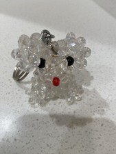 Clear beaded poodle puppy dog Keychain Key ring