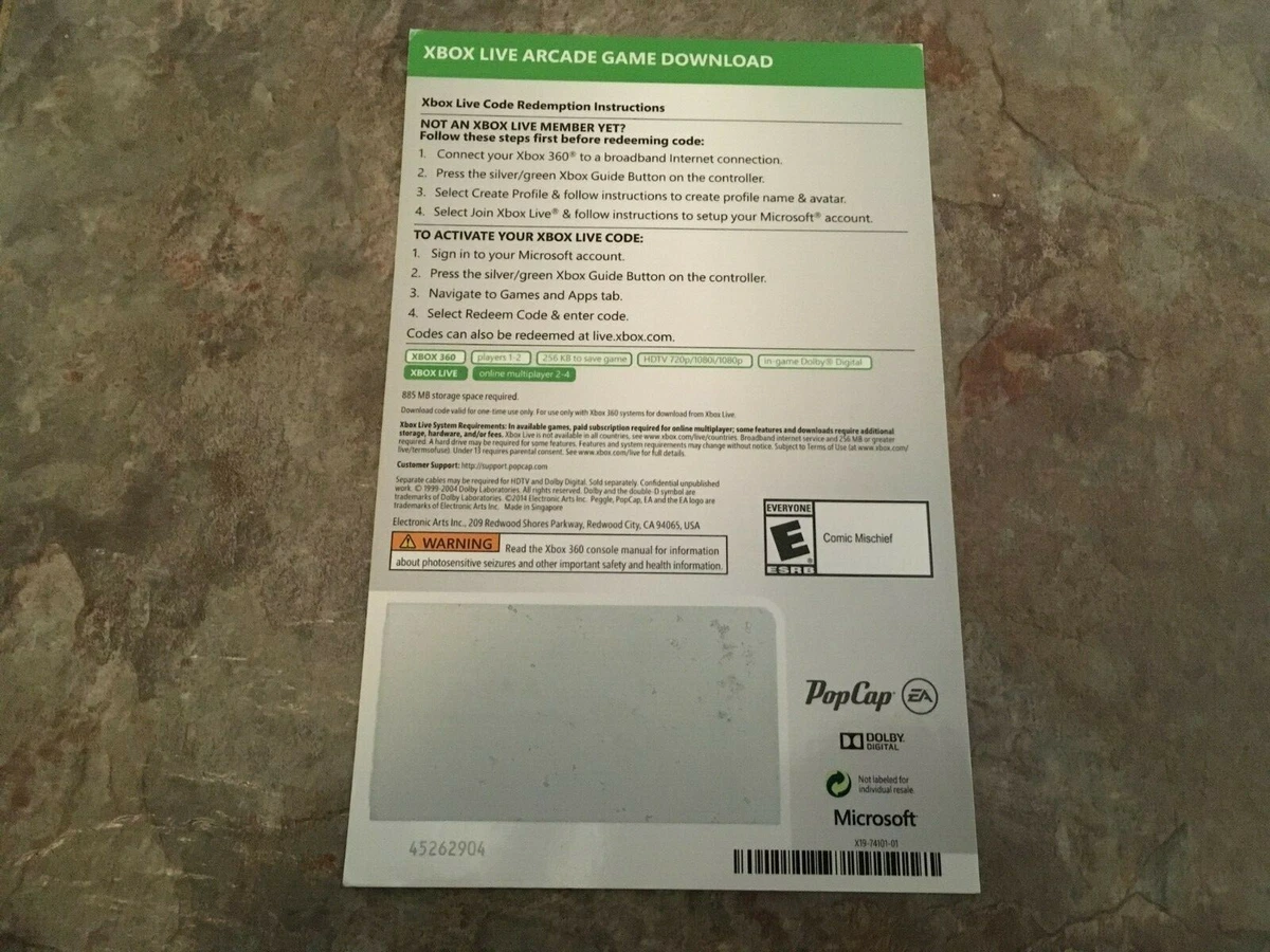 Xbox hotsell 360 code