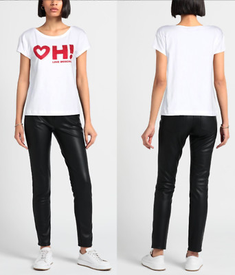 MOSCHINO LOVE Bluse Heart OH! Shirt T-shirt Boxy Fit Rhinestones Strass New L