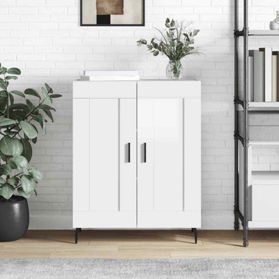 Sideboard Hochglanz-Weiß 69,5x34x90  Holzwerkstoff~Kommode Schlafzimmer, E3Z7