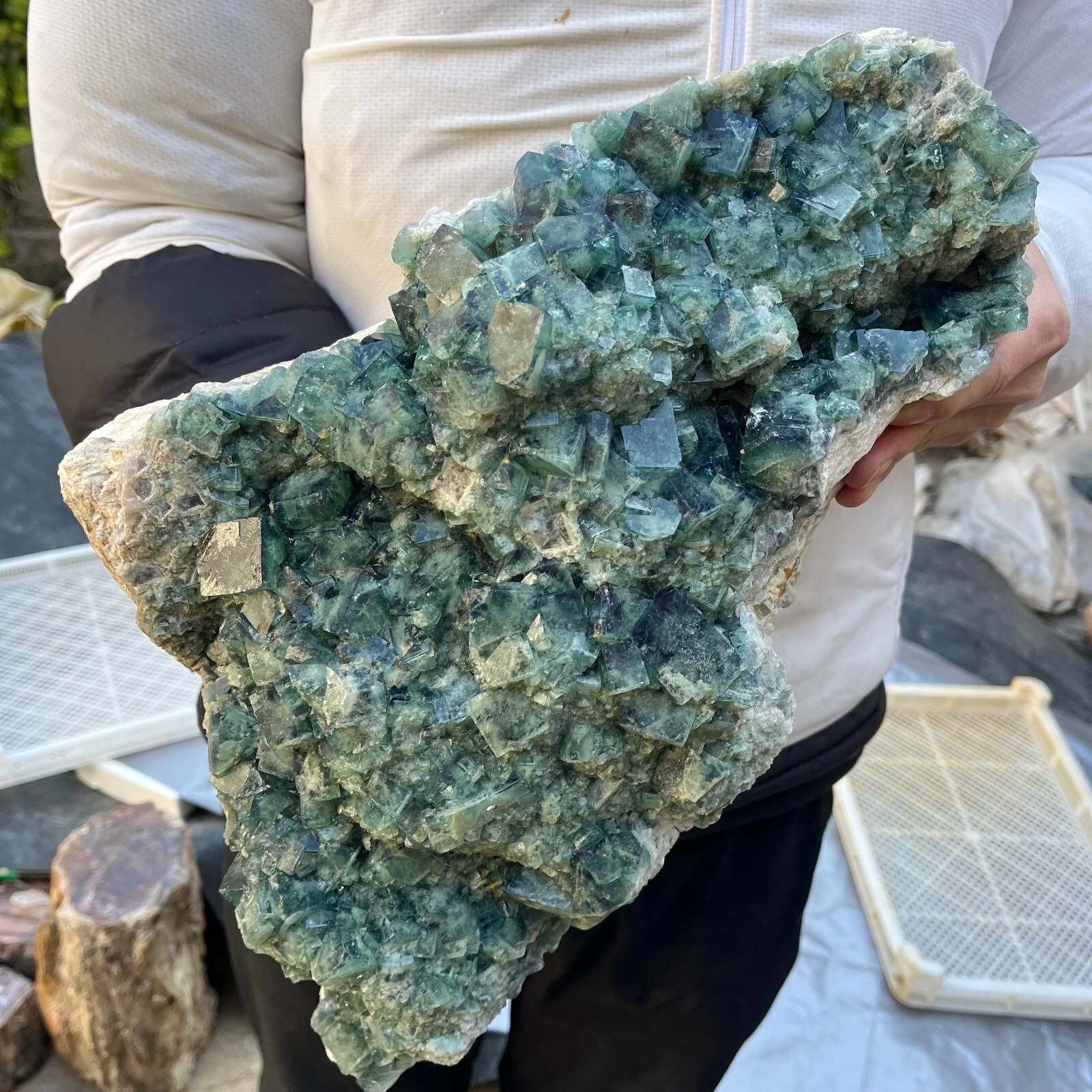 27.8lb Natural Green Fluorite Crystal Quartz Cluster Specimen for Healing Energy