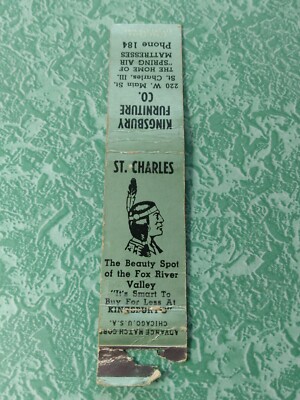 Vintage Matchbook Collectible Ephemera C21 St Charles Illinois Kingsbury Indian