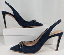 Charles David - Women's - Navy Suede Slingback Heels / Shoes - Size 10 M