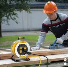 Link 2 Home Heavy Duty 50 Ft Extension Cord Reel with 4 Sockets (12AWG-SJTW).