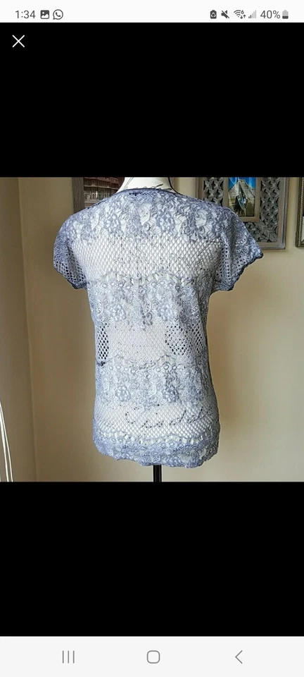 Nanette NANETTE LEPORE Grey Lace T-shirt Top - Image 3 of 4
