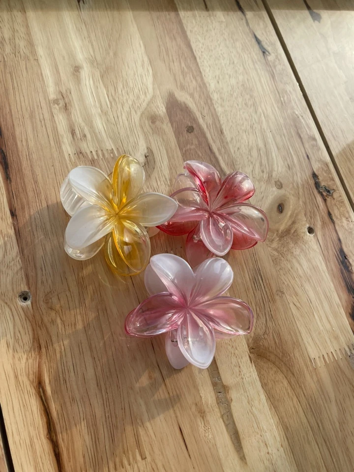 Grampos de cabelo flor havaiana, garra de cabelo flor de plumeria, compre 5 e ganhe 1 grátis - Imagem 2 de 4