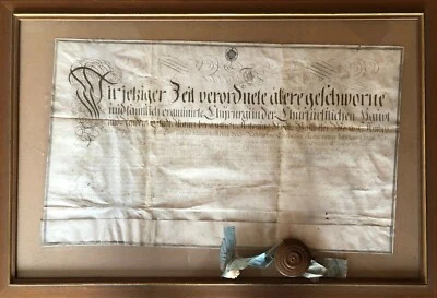 Urkunde 1777: Zulassungsurkunde eines Chirurgen der Stadt Mainz Original, Siegel - Bild 1 von 4