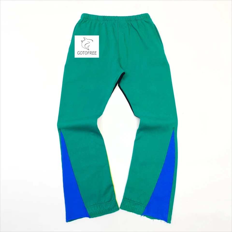GOTOFREE GDEPT GREEN PATCHWORK SWEATPANTS SPORTS CASUAL TROUSERS PANTS MEN WOMEN - Image 2 of 4