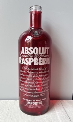 Absolut Raspberry Vodka Red Empty Bottle 1 Liter Raspberri Rare Missing Cap HTF