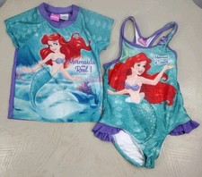 Ariel Swimsuit  Matching Rash Guard Swim Shirt girl's size 4T
