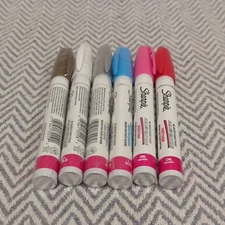 Sharpie 6 Oil-Based Paint Markers Lot  Assorted Colors Medium & Fine Tip