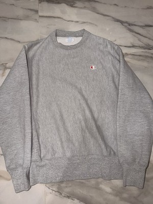 Champion Reverse Weave Crewneck Sweatshirt Medium Gray Embroidered Logo