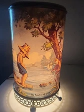 Vtg Mcm Econolite The Fountain Of Youth Fishing Boy Peeing Lamp Light