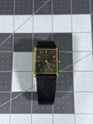 Vintage Seiko Quartz Tank Watch 5Y30-5069 – Gold Tone Case, Black Metallic Dial