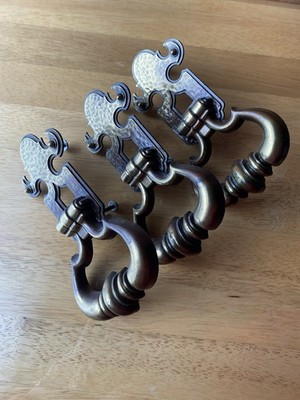 Cabinet Door Handles Set of 3 MCM Hammered Cabinet Pulls large 6 1/5 
