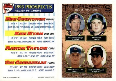 1993 Topps Gold #786 Mike Christopher/Ken Ryan/Aaron Taylor SET BREAK
