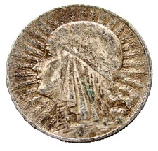 POLAND 1932 5 ZLOTYCH, QUEEN JADWIGA 0.750 SILVER London Mint km# 21